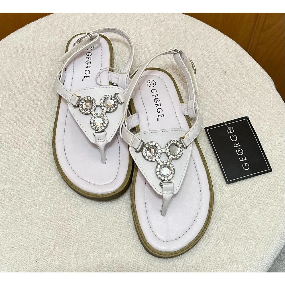 NWT, George Girl's Size 13 White Sandal